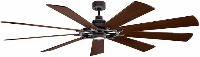 Gentry 85” Ceiling Fan with LED Light in Anvil Iron, Oversized Indoor Ceiling Fan with Lights, 300285AVI, alternate product