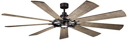 Gentry 85” Ceiling Fan with LED Light in Anvil Iron, Oversized Indoor Ceiling Fan with Lights, 300285AVI, alternate product