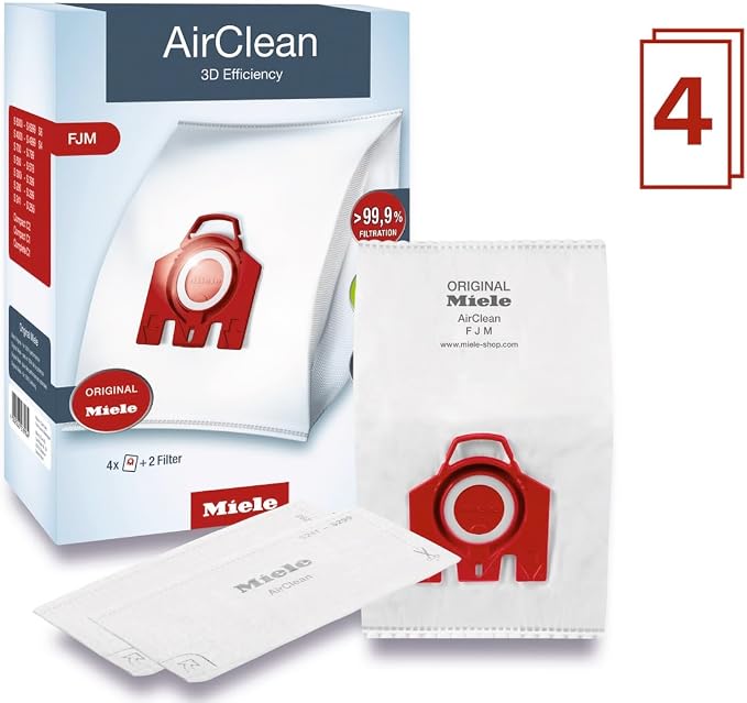 Genuine AirClean 3D FJM Vacuum Cleaner Bags, 4 x Bags, 1 AirClean Exhaust Filter, alternate product view 2