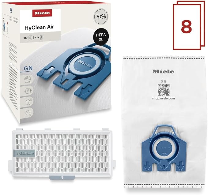 Genuine AirClean Allergy XL Pack GN Vacuum Cleaner Bags, 8 Bags and 1 HEPA (SF-HA 50) Included, for Complete C2 and C3 Vacuum
