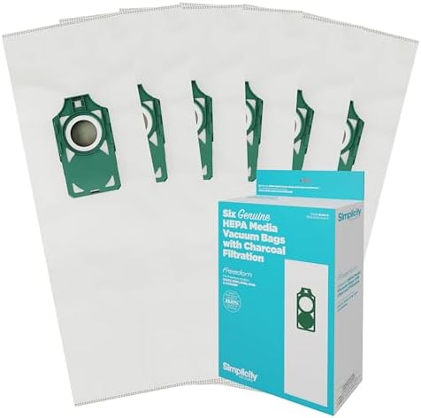 Genuine Simplicity S10 Freedom HEPA Vacuum Cleaner Bags, Odor-Fighting and Charcoal-Infused Vacuum Bags, Six Vacuum Bags for