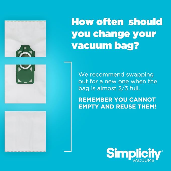 Genuine Simplicity S10 Freedom HEPA Vacuum Cleaner Bags, Odor-Fighting and Charcoal-Infused Vacuum Bags, Six Vacuum Bags for