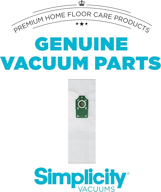 Genuine Simplicity S10 Freedom HEPA Vacuum Cleaner Bags, Odor-Fighting and Charcoal-Infused Vacuum Bags, Six Vacuum Bags for