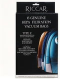Genuine type Z HEPA Filtration Vacuum Bags for Sunburst, Moonlight, Pizzaz models (6-pack) part # RZH-6, product image