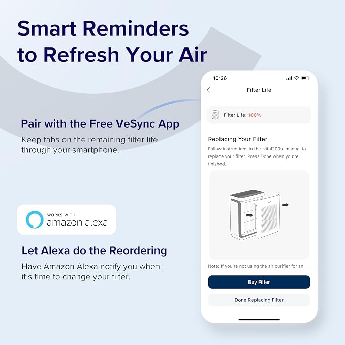 Genuine Vital 200S-P Air Purifier Smoke Remover Replacement Filter, Supports HEPA Sleep Mode, alternate product view 5