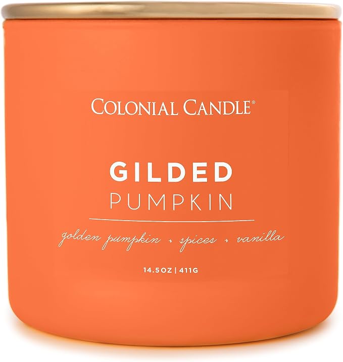 Gilded Pumpkin Scented Jar Candle, Pop of Color Collection, 3 Wick, Orange, 14.5 oz - Up to 60 Hours Burn, product image