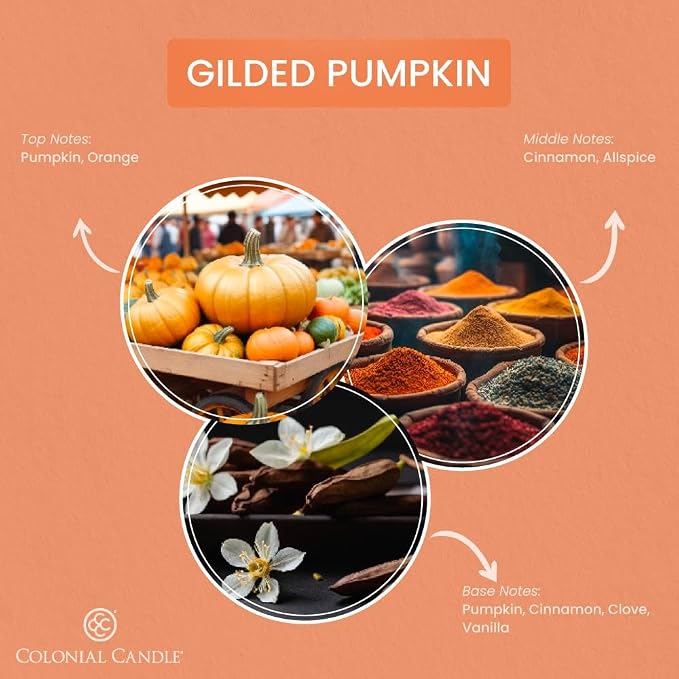 Gilded Pumpkin Scented Jar Candle, Pop of Color Collection, 3 Wick, Orange, 14.5 oz - Up to 60 Hours Burn, alternate product