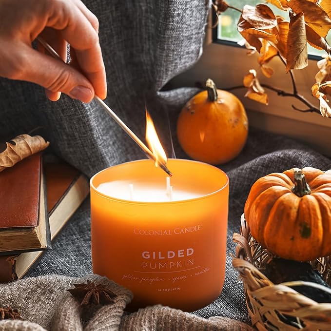 Gilded Pumpkin Scented Jar Candle, Pop of Color Collection, 3 Wick, Orange, 14.5 oz - Up to 60 Hours Burn, alternate product
