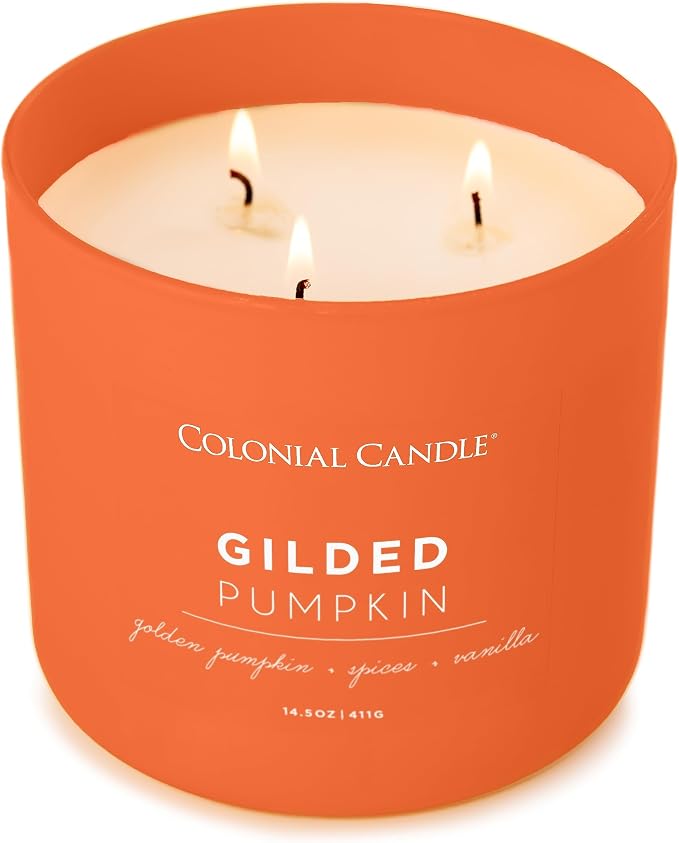 Gilded Pumpkin Scented Jar Candle, Pop of Color Collection, 3 Wick, Orange, 14.5 oz - Up to 60 Hours Burn, alternate product