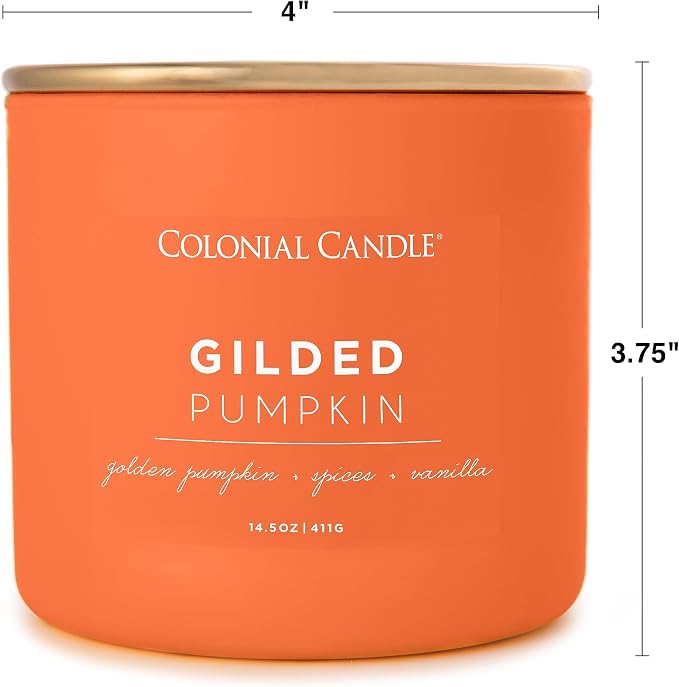 Gilded Pumpkin Scented Jar Candle, Pop of Color Collection, 3 Wick, Orange, 14.5 oz - Up to 60 Hours Burn, alternate product