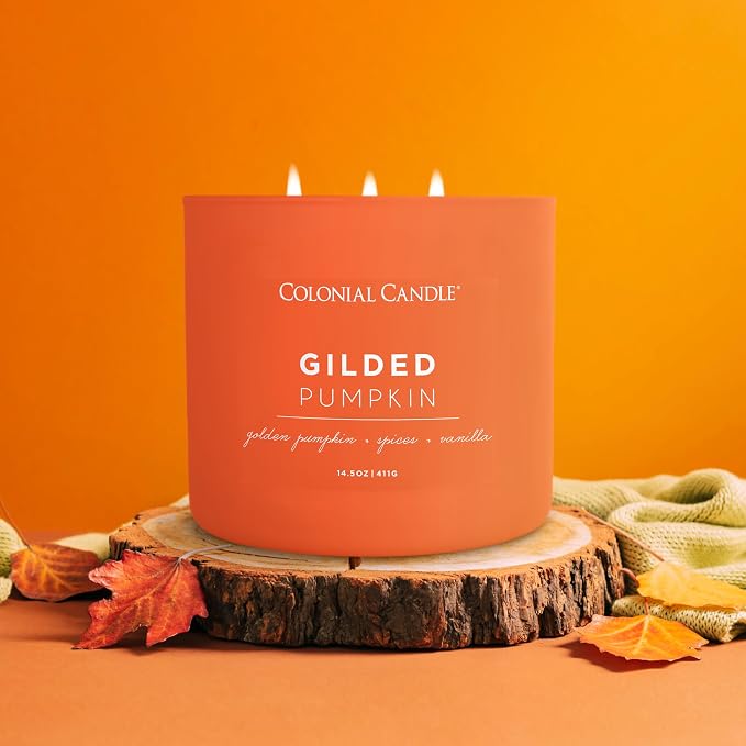Gilded Pumpkin Scented Jar Candle, Pop of Color Collection, 3 Wick, Orange, 14.5 oz - Up to 60 Hours Burn, alternate product