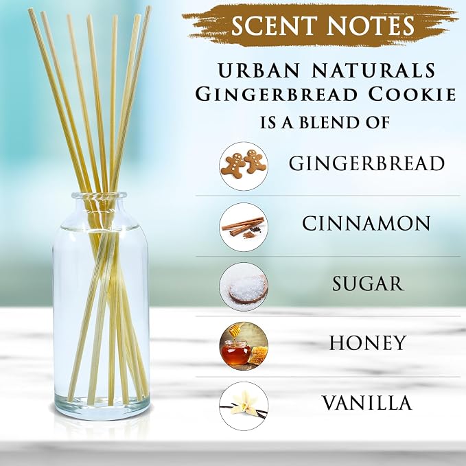 Gingerbread Cookie Reed Diffuser Set - Warm Vanilla, Nutmeg, Cinnamon & Ginger - Made in The USA, alternate product view 2