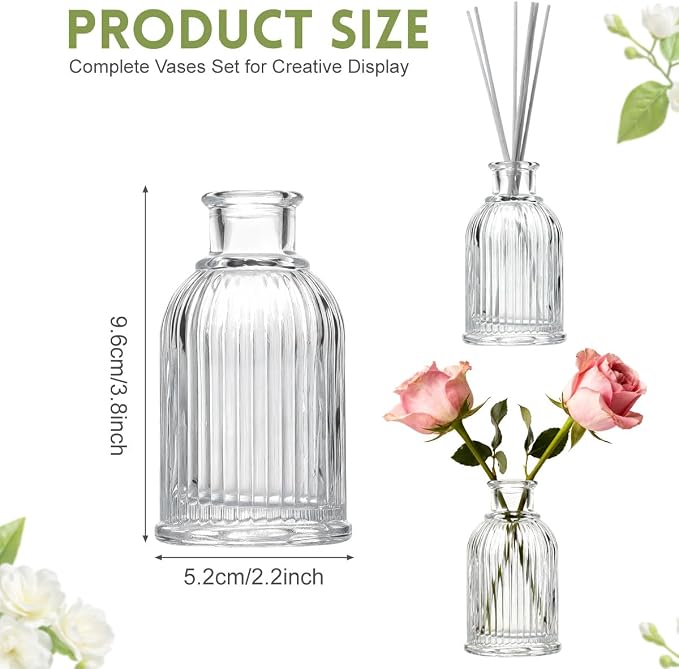 Glass Diffuser Bottles 3.8 High 100ml 3.4 Fl Oz Round Aroma Bottles Diffusers Vase Fragrance Accessories Use for DIY
