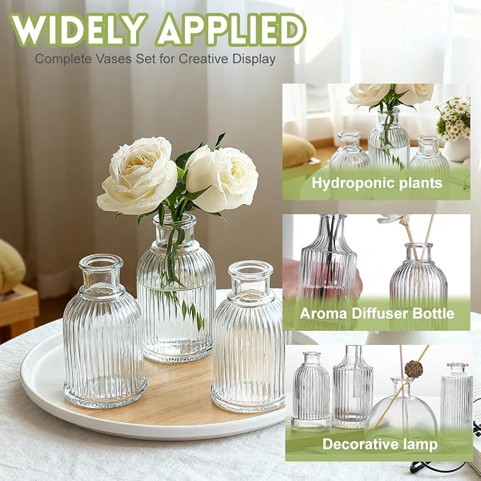 Glass Diffuser Bottles 3.8 High 100ml 3.4 Fl Oz Round Aroma Bottles Diffusers Vase Fragrance Accessories Use for DIY
