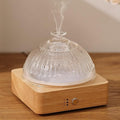 Glass Essential Oil Diffuser with Glass Reservoir & WoodBase, 200ml Ultrasonic Lock Color Timer Auto-Off 7 Color Light Aroma