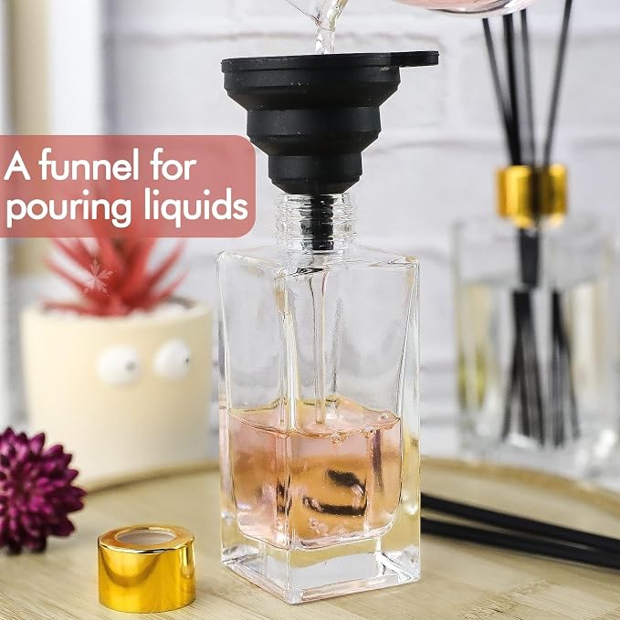 Glass Reed Diffuser Set of 4 - 5oz/155ml Clear Empty Essential Oil Diffuser Bottles with Caps and Reeds - Decorative Bottle