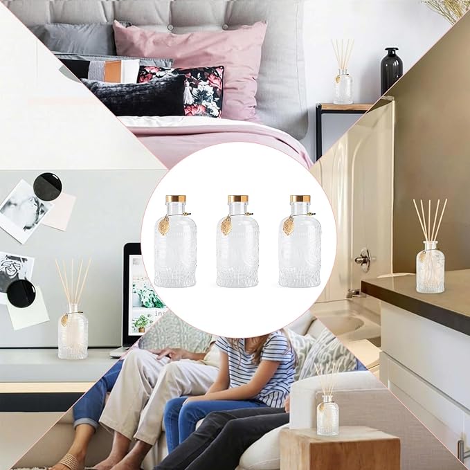 Glass Reed Diffusers Bottles for Home, Diffuser Bottles with 20PCS Reed Diffuser Sticks, alternate product view 8