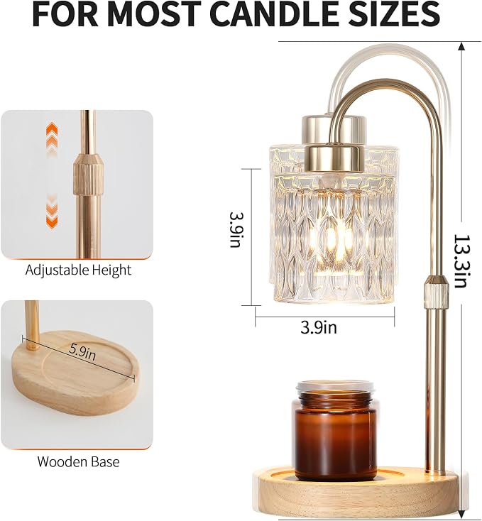 Gold Candle Warmer Lamp with Dimmer and Timer,Home Decor Lamp for Scented Jar,Electric Wax Melt Warmer,Mother's, alternate