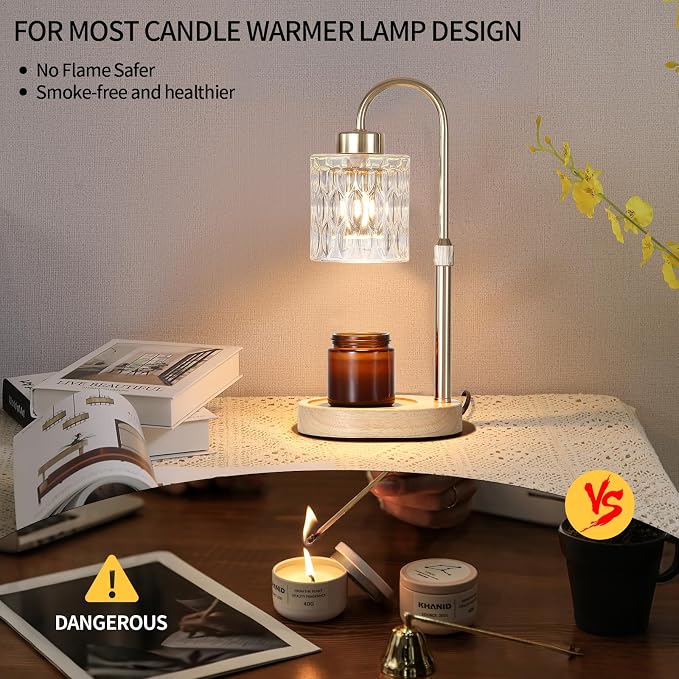 Gold Candle Warmer Lamp with Dimmer and Timer,Home Decor Lamp for Scented Jar,Electric Wax Melt Warmer,Mother's, alternate