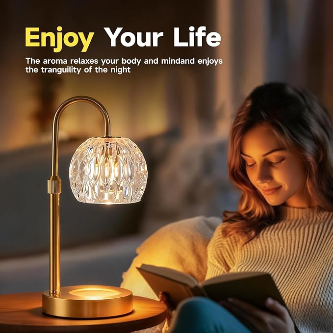 Gold Candle Warmer Lamp with Timer Dimmable, Birthday Gifts for Women Mom, House Warming Gifts New Home Decor, Wax Melt