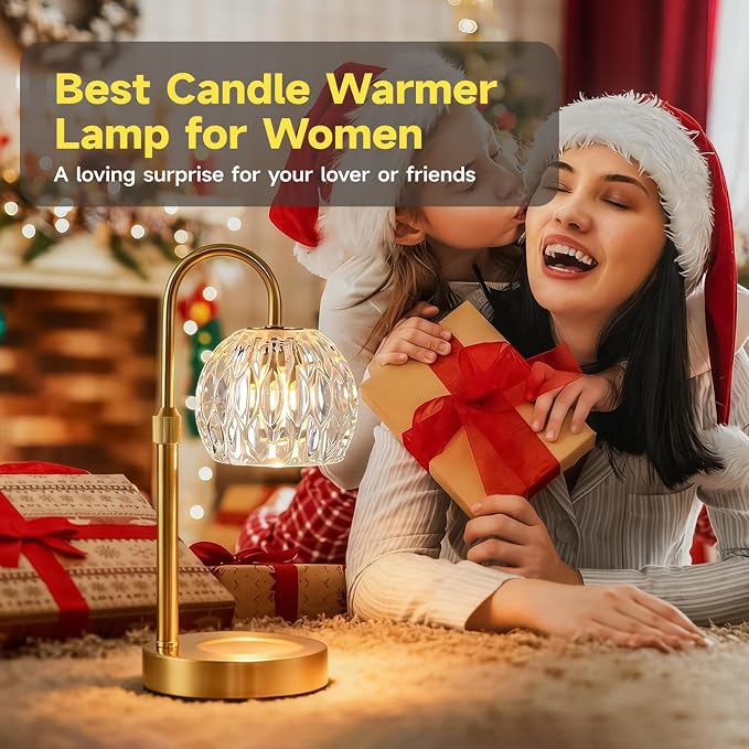 Gold Candle Warmer Lamp with Timer Dimmable, Birthday Gifts for Women Mom, House Warming Gifts New Home Decor, Wax Melt