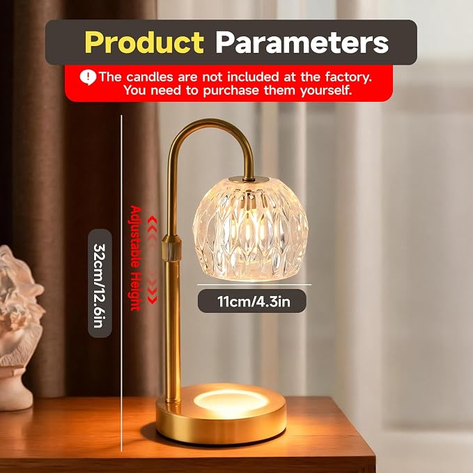 Gold Candle Warmer Lamp with Timer Dimmable, Birthday Gifts for Women Mom, House Warming Gifts New Home Decor, Wax Melt
