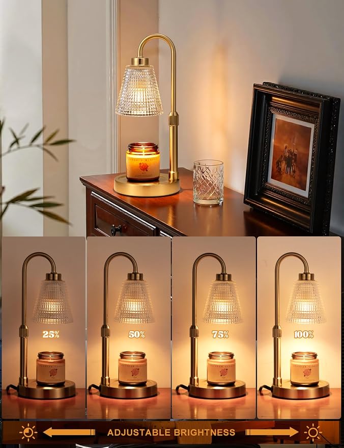 Gold Candle Warmer Lamp with Timer, Dimmable Candle Warmer for Jar Candles, Height Adjustable Wax Melts Warmer, alternate