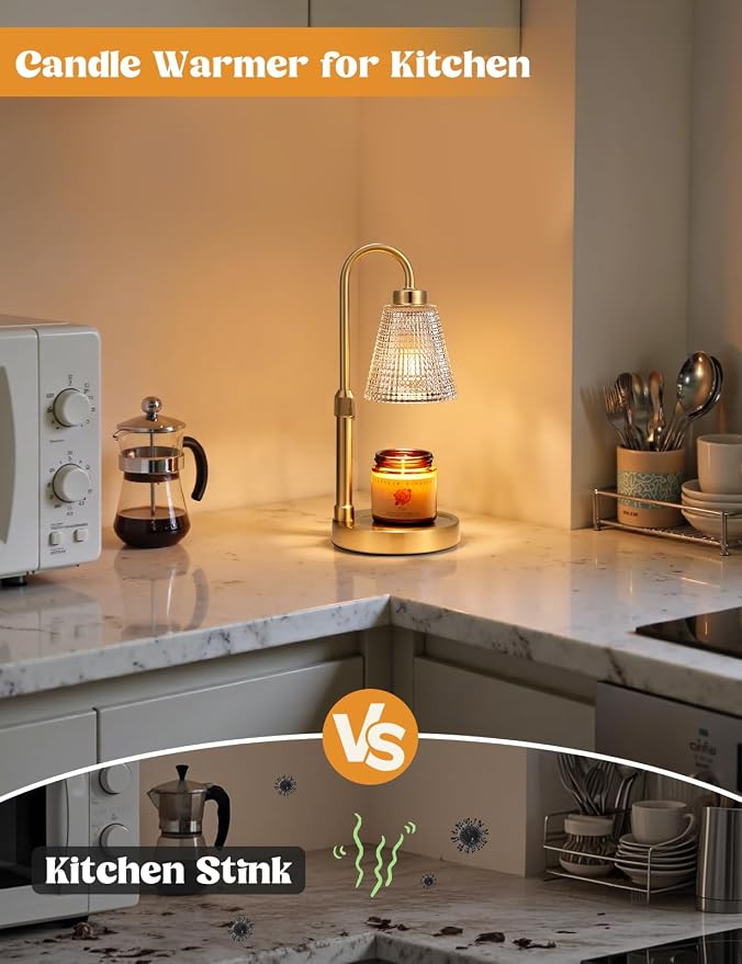 Gold Candle Warmer Lamp with Timer, Dimmable Candle Warmer for Jar Candles, Height Adjustable Wax Melts Warmer, alternate
