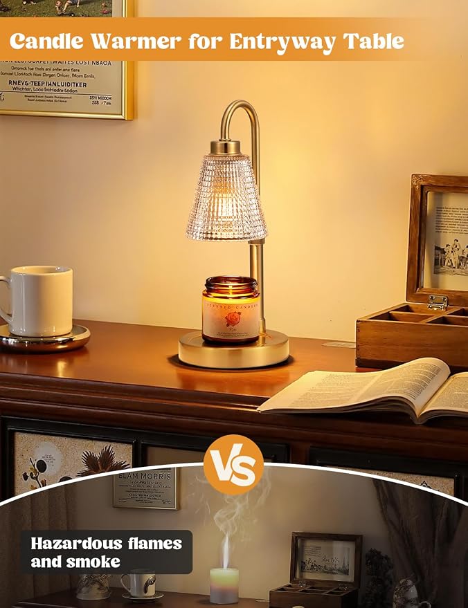 Gold Candle Warmer Lamp with Timer, Dimmable Candle Warmer for Jar Candles, Height Adjustable Wax Melts Warmer, alternate