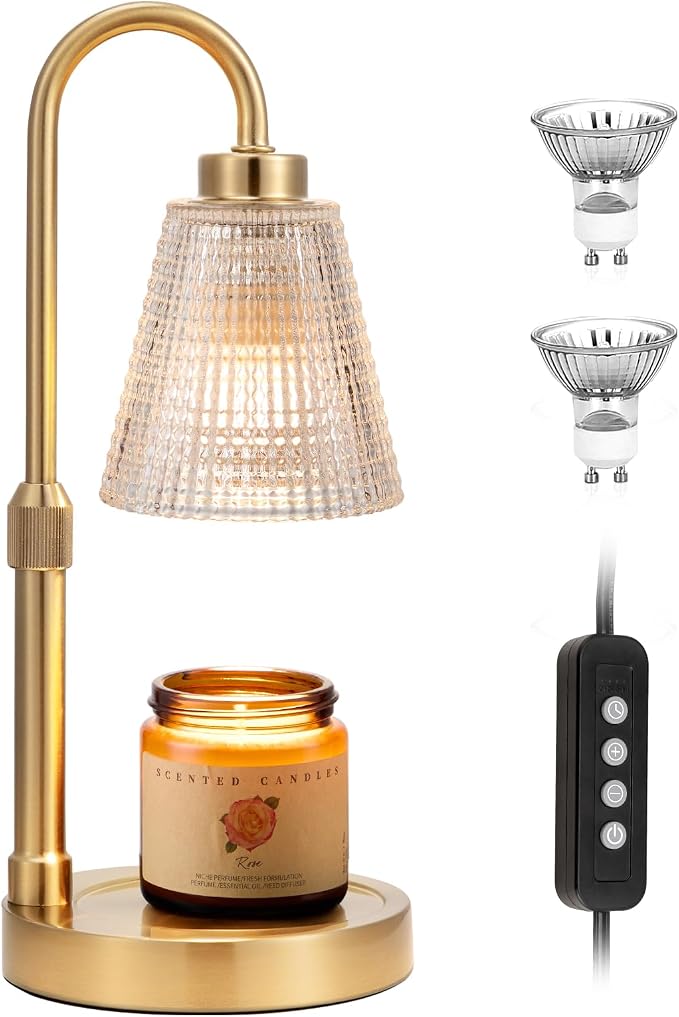 Gold Candle Warmer Lamp with Timer, Dimmable Candle Warmer for Jar Candles, Height Adjustable Wax Melts Warmer, alternate