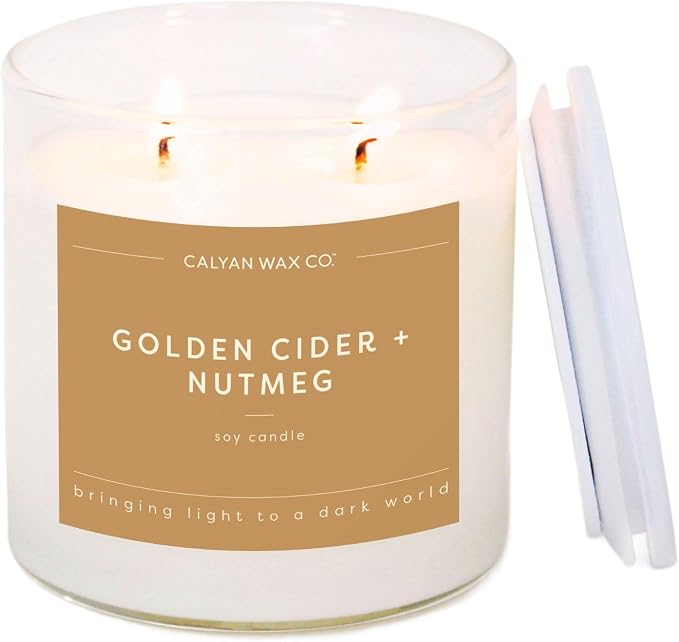 . Golden Cider & Nutmeg 2 Wick Scented Candle - 37 Hour Burn - Luxury made from natural materials Soy Wax, product image