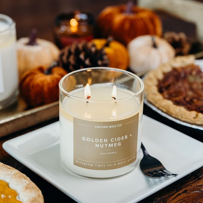 . Golden Cider & Nutmeg 2 Wick Scented Candle - 37 Hour Burn - Luxury made from natural materials Soy Wax, alternate product