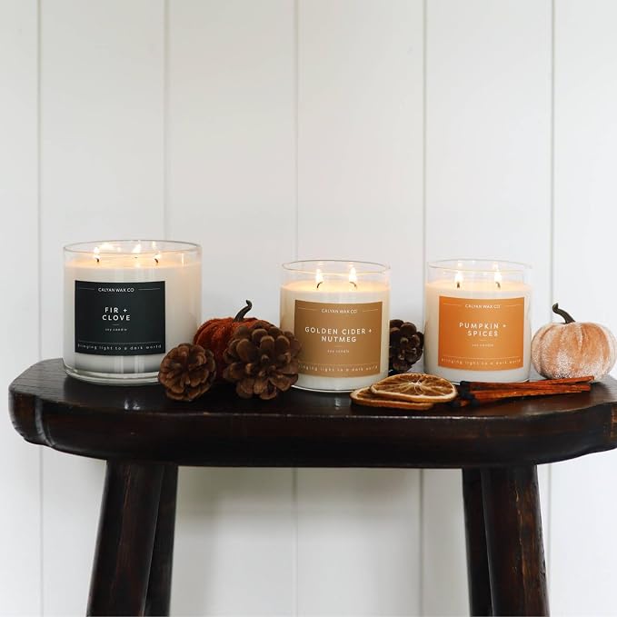 . Golden Cider & Nutmeg 2 Wick Scented Candle - 37 Hour Burn - Luxury made from natural materials Soy Wax, alternate product
