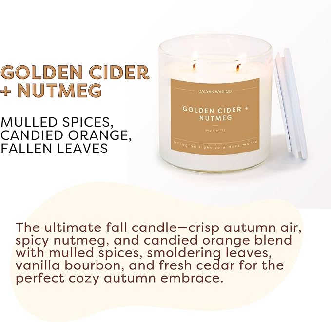 . Golden Cider & Nutmeg 2 Wick Scented Candle - 37 Hour Burn - Luxury made from natural materials Soy Wax, alternate product