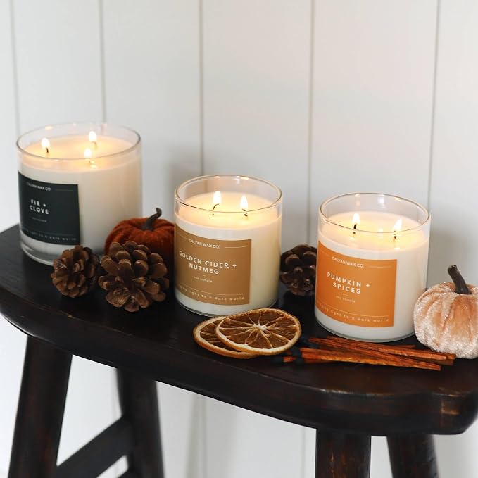 . Golden Cider & Nutmeg 2 Wick Scented Candle - 37 Hour Burn - Luxury made from natural materials Soy Wax, alternate product