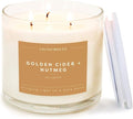 . Golden Cider & Nutmeg 3 Wick Scented Candle - 43 Hour Burn - Luxury 3 Wick Soy Candles, product image