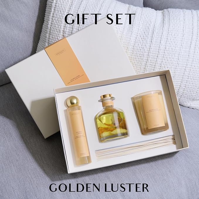 Golden Luster Gift Box | Candle, Room Spray & Reed Diffuser | Orange, alternate product view 2