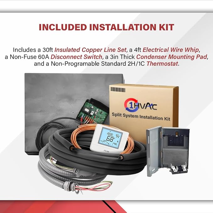 Goodman 2 Ton 14.3 SEER2 Central Air Conditioner Split System & Mobile Home Coil with 30ft Install Kit - R32, alternate view