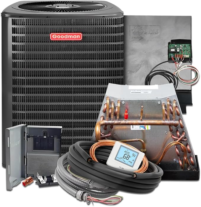 Goodman 3.5 Ton 13.4+ SEER2 Central Air Conditioner Split System & Mobile Home Coil with 50ft Install Kit - R32 Single Stage