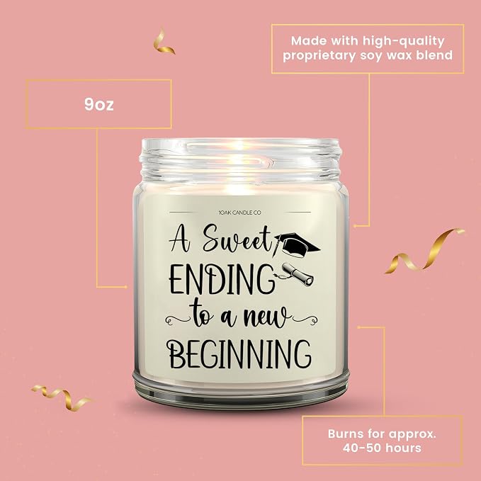 Graduation Candle - 2026 Graduation Gifts for Her, Him - College, High School Senior 2026 - Vanilla Scented Candles Gifts for