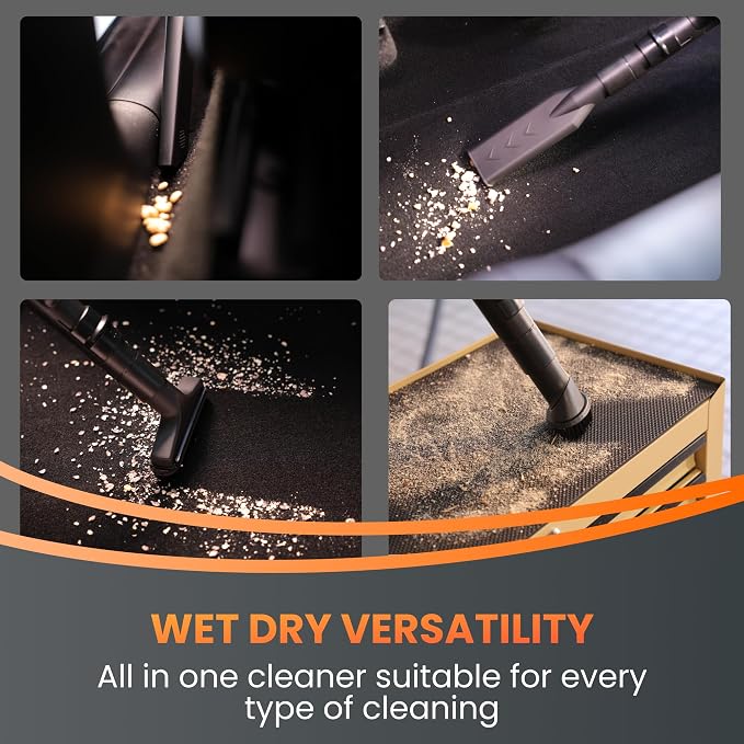Grandstorm Wet Dry Vacuum Cleaner with 6 Nozzles, 30 FT Retractable Hose Wall Mounted Vacuum Cleaner for Car Detailing