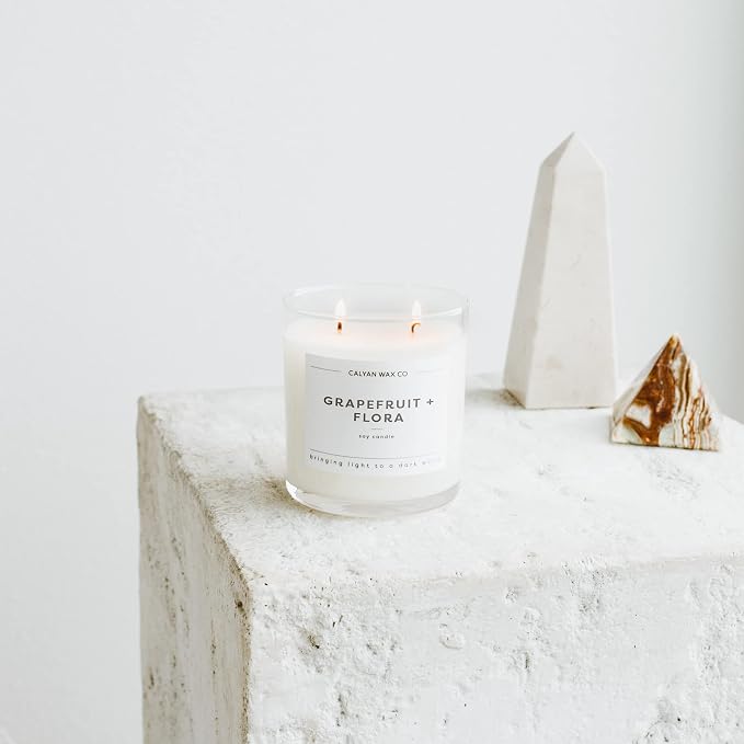 . Grapefruit & Flora 2 Wick Scented Candle - 37 Hour Burn - Luxury made from natural materials Soy Wax Candles, alternate