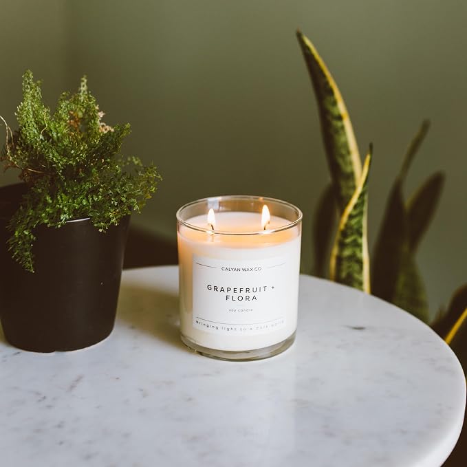 . Grapefruit & Flora 2 Wick Scented Candle - 37 Hour Burn - Luxury made from natural materials Soy Wax Candles, alternate