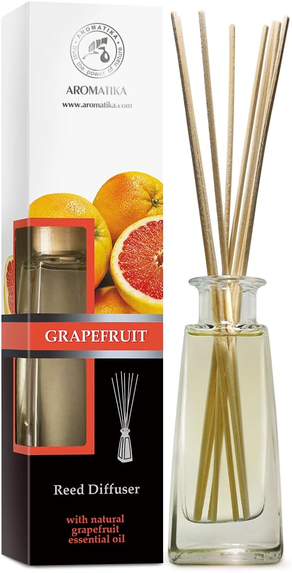 Grapefruit Reed Diffuser with Grapefruit Oil, 100ml, 9 Piece Set, Scented Reed Diffuser, Long Lasting Aroma, Bamboo Sticks
