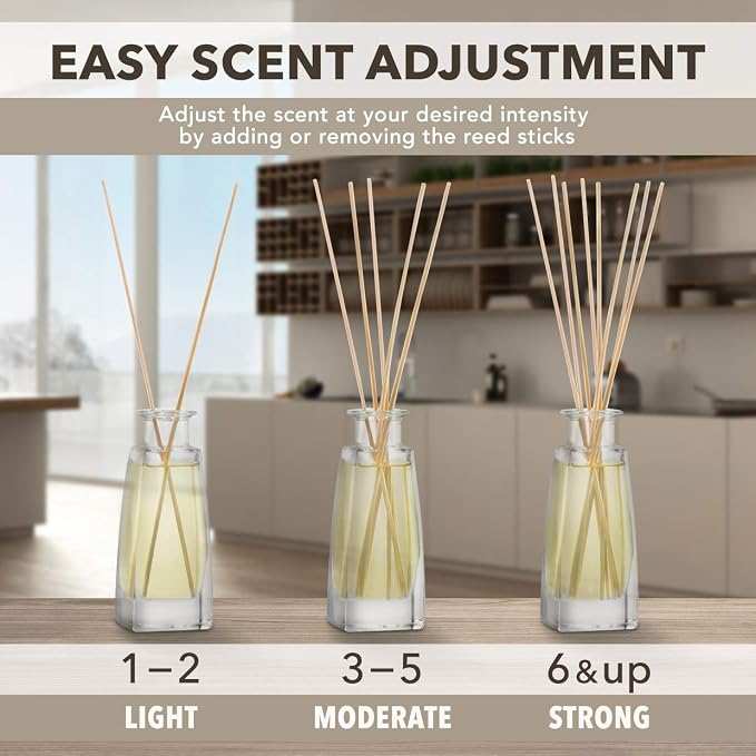 Grapefruit Reed Diffuser with Grapefruit Oil, 100ml, 9 Piece Set, Scented Reed Diffuser, Long Lasting Aroma, Bamboo Sticks