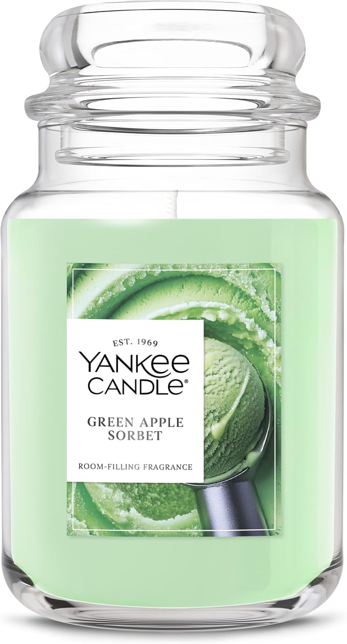 Green Apple Sorbet, Scented Candle, 22oz Large Jar with up to 150 Hour Burn Time, Giftable, product image