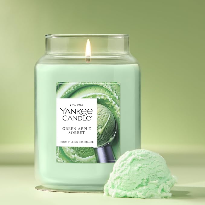 Green Apple Sorbet, Scented Candle, 22oz Large Jar with up to 150 Hour Burn Time, Giftable, alternate product view 4