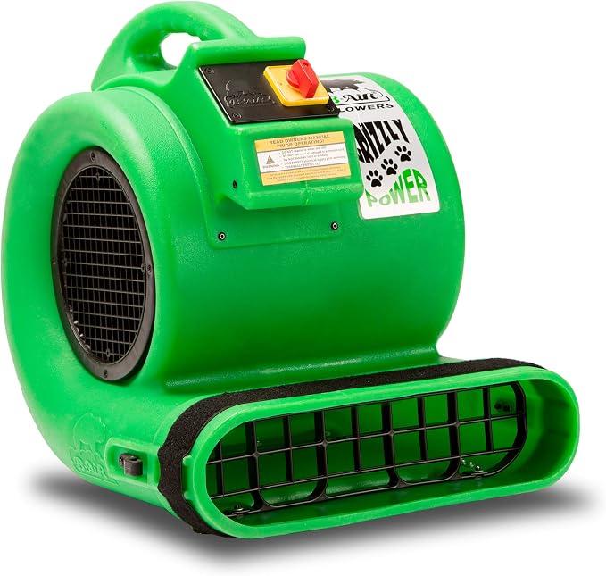 Grizzly Gp-1 1 HP Air Grizzly Mover Carpet Dryer Floor Fan for Water Damage Restoration Equipment & Pet Cage Dryer Green