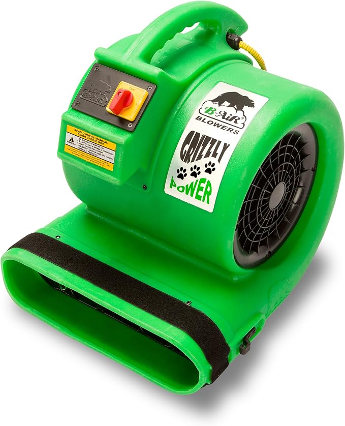 Grizzly Gp-1 1 HP Air Grizzly Mover Carpet Dryer Floor Fan for Water Damage Restoration Equipment & Pet Cage Dryer Green