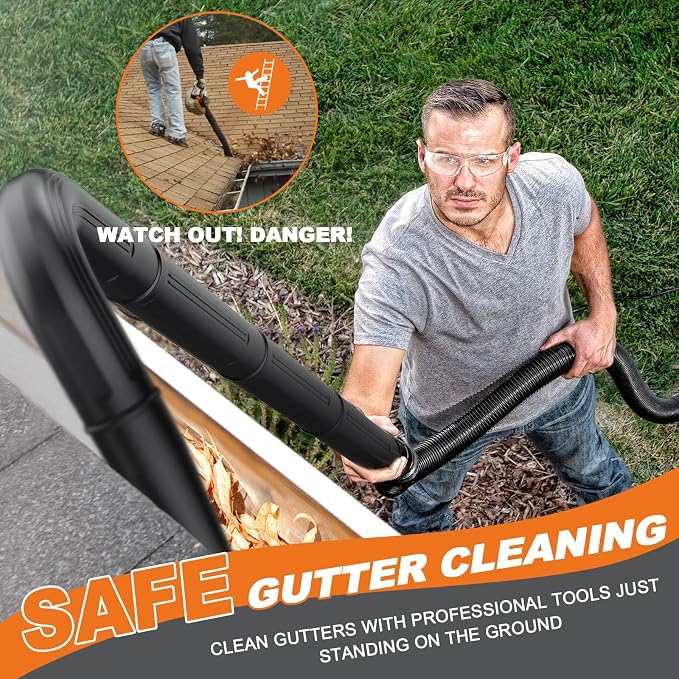 Gutter Cleaning Tools for 2-1/2 in. Wet/Dry Vacuum Cleaner, Hose Attachments for Cleaning or Blowing Debris from